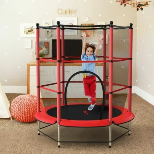 Trampoline for kids, Kids Mini Junior Round Trampoline With Enclosure Safety Net 55'' 4.5FT Exercise