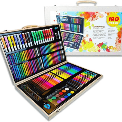180 Pieces Art Painting Set High Quality Oil Pastels Drawing Wooden Box Art Kit for Girls and Boys