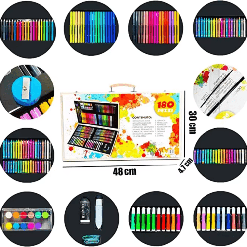 Alternative view of 180 Pieces Art Painting Set High Quality Oil Pastels Drawing Wooden Box Art Kit for Girls and Boys