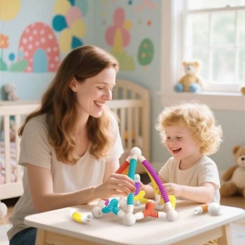 Alternative view of flexible stretchable pop tube magnetic building sticks educational toy for children 26pcs