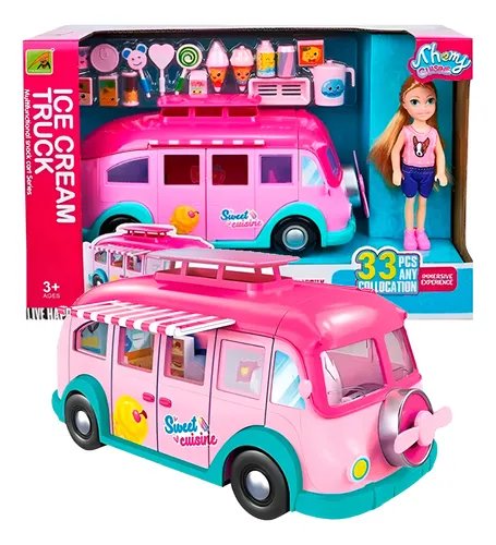 DOLL WITH ICE CREAM FOOD TRUCK AND ACCESSORIES