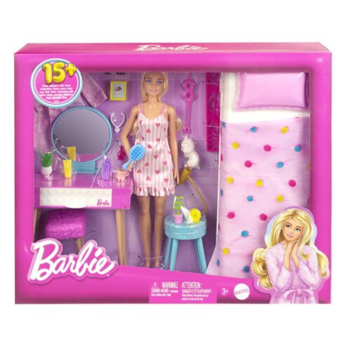Original Barbie Doll And Bedroom Playset HPT55