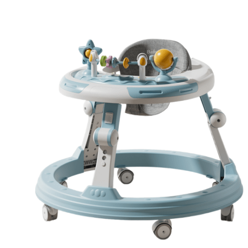 Foldable Plastic Baby Walkers Silent Wheel and Light Music Learning Toy Kids Walking