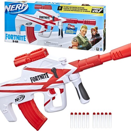 Nerf Fortnite B-AR Motorized Dart Blaster - Fortnite Converge Wrap, Motorized 10-Dart Blasting, 10-Dart Clip, 10 Official Nerf Elite Darts