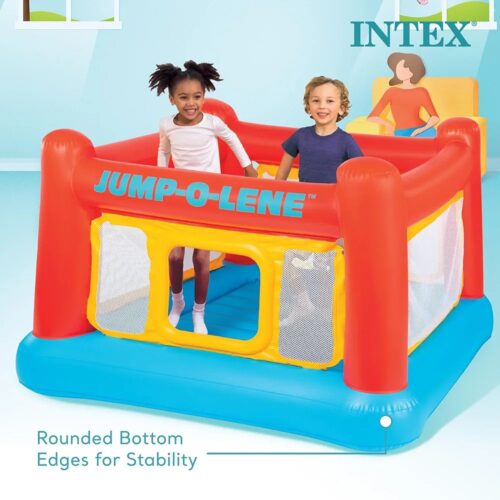 Alternative view of Intex Inflatable Jump-O-Lene Trampoline Bounce House with Crawl-Thru Door & Net - Indoor & Outdoor Backyard Blow-Up Bouncy Playhouse for Kids Ages 3-6