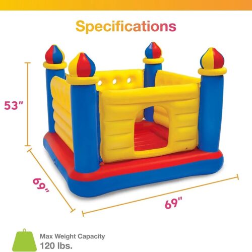 Alternative view of Intex Inflatable Colorful Jump-O-Lene Castle Bounce House, for 2 Kids Ages 3-6 - Large Blow-Up Indoor Outdoor Children's Bouncer Jumper Playhouse