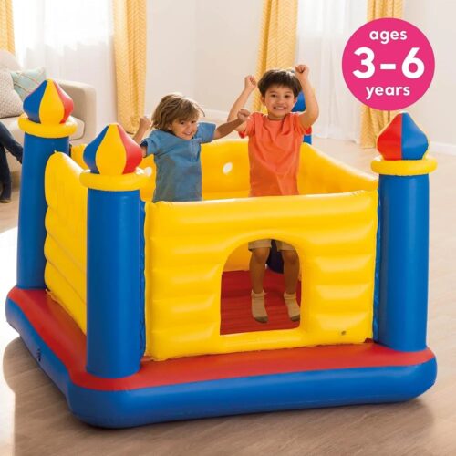 Intex Inflatable Colorful Jump-O-Lene Castle Bounce House, for 2 Kids Ages 3-6 - Large Blow-Up Indoor Outdoor Children's Bouncer Jumper Playhouse