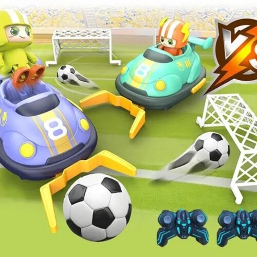 Alternative view of 2.4G Football Match RC Bumper Car Toy Set with 2 Remote Control Cars, Soccer Balls, Goals and Figures, Ages 6+