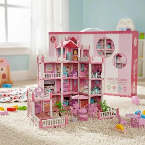 Dollhouse Dream Villa to Assemble with Accessories, 4 Floors
