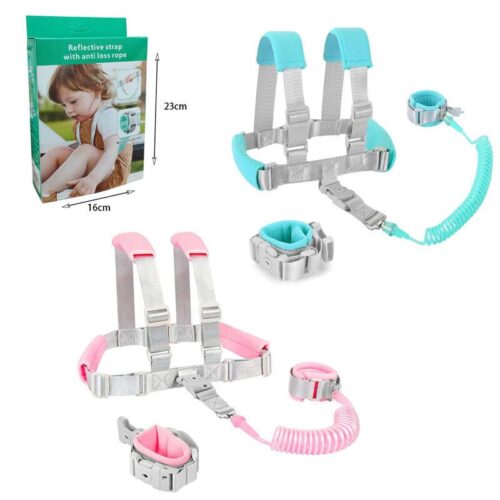 2 in 1 Anti-Lost Safety Leash for Infants and Toddlers with 1.5m Anti-Lost Spring Rope, Baby Wristband for Outdoor Travel and Stroller Walks