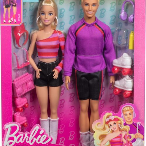 Barbie Fashionistas Set with 2 Fashion Dolls & 6 Accessories, 65th Anniversary collectible. 