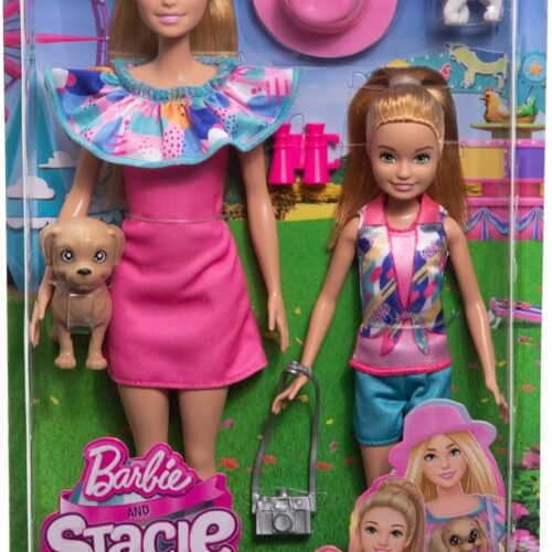 Barbie Pack of 2 Sisters Dolls with Summer Clothes, Pets and Accessories, Stacie to the Rescue, Toy +3 Years (Mattel HRM09)