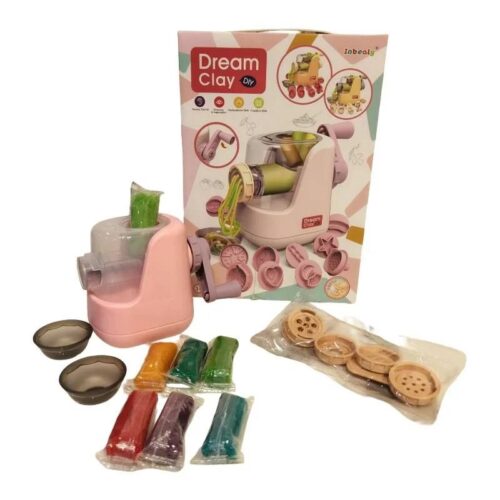 Alternative view of Dream Clay DIY modeling compound playset featuring a noodle-making machine