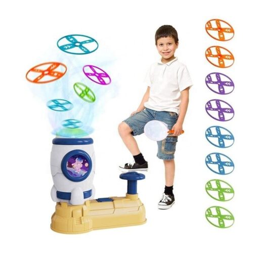 Outdoor Toys Flying Disc Launcher Toys Outdoor Flying Saucer UFO Toys with Catching Net for Kids