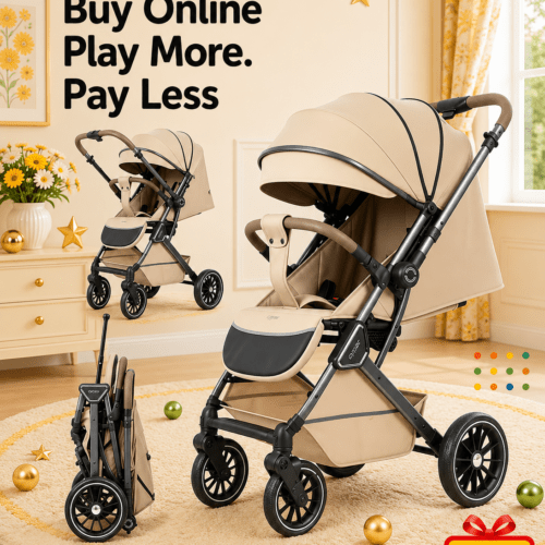 Cypar Premium Foldable Baby Stroller khaki color
