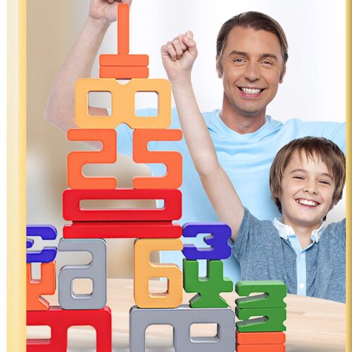 Alternative view of Wooden Number Building Block (1 Box) Creative Montessori Stacking Toys Early Educational Toy For Children Activities for Toddlers 1-3,Toddler Magnets for Refrigerator,Animal Matching Game