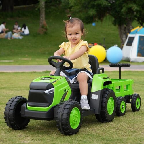 Kids Electric Tractor 12V 2 Seats Lighting Plastic Kids Electric Ride on Tractor