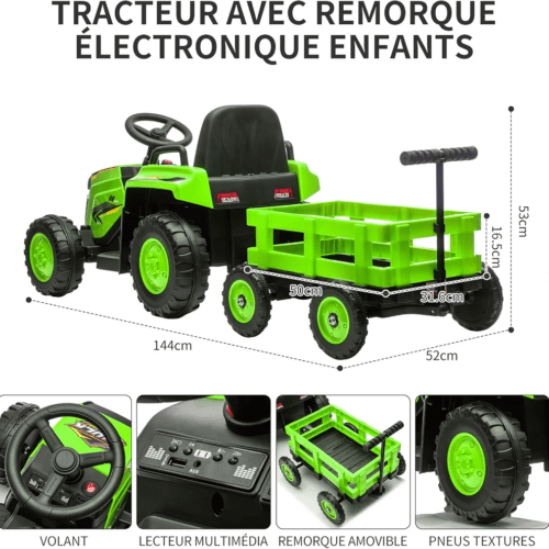 Alternative view of Kids Electric Tractor 12V 2 Seats Lighting Plastic Kids Electric Ride on Tractor