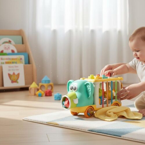 Alternative view of Baby Sensory Toy Car Educational Elephant Car Building Blocks Puzzle Cube Shape
