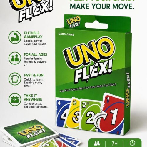 UNO Flex Card Game, Family Card Game Double-Sided Flex Card