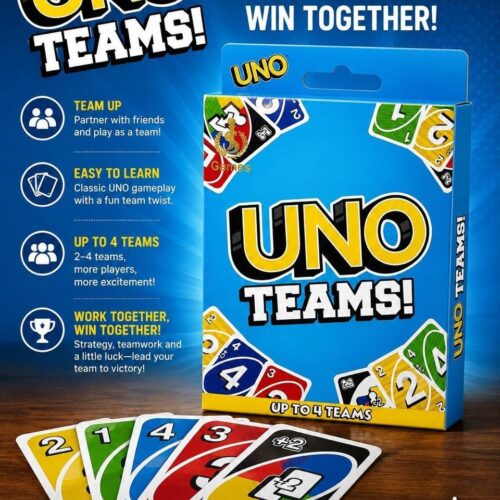 UNO Teams Card Game, Classic Card Game 2 to 8 players Aged 7 and up