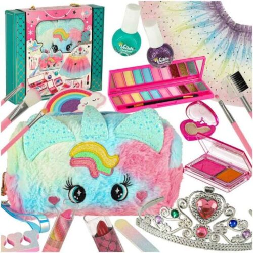 Alternative view of Kids Makeup Set, Unicorn Theme, 22 Items, Lipsticks, Eyeshadows, Nail Polish, Nail Care Items, Carry Bag with Handle, Multicolor