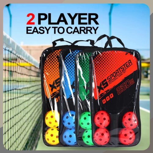 Pickleball Paddles Kit with 4 Balls & Portable Bag, Pickleball Racket for Kids Adults Outdoor Family Game Kit Gift for Boys Girls