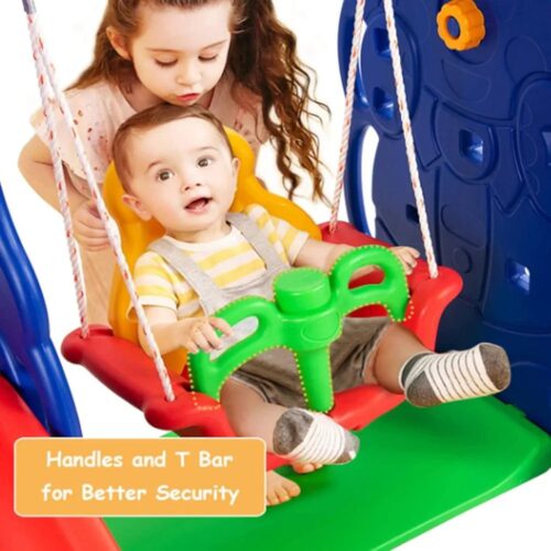 Alternative view of Slide and Swing with Basketball Ring 3 in 1 Set Multi Color For Kids Activities Games