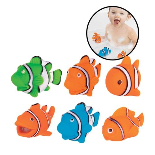 6-piece soft rubber squeaky clownfish bath toys