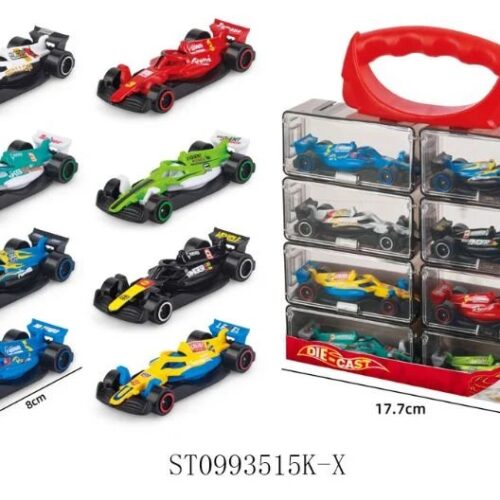 1:64 scale die-cast Formula 1-style racing cars