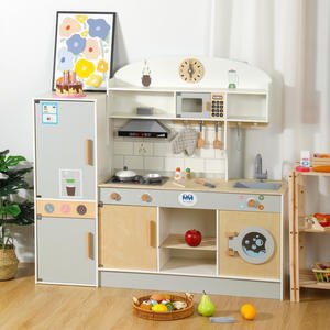 Alternative view of Large wooden play kitchen set with refrigerator and washing machine