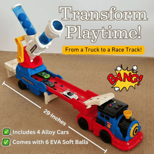Alternative view of Shooting Game Toy Guns Soft Balls Cannonballs Transport Truck Car Toys for Boys Kids Container Toy with 2 Mini Racing Cars