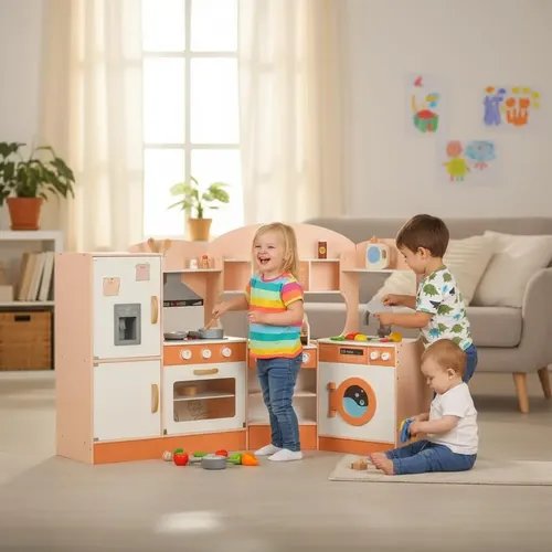Alternative view of Kitchen Playset With Accessories Children's Wooden Corner Kitchen