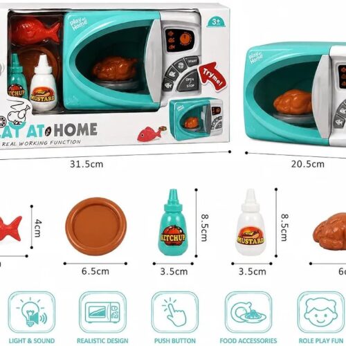 Alternative view of Play at Home Kids Toy Microwave Oven Set with Pretend Food Accessories, Light & Sound Kitchen Role Play Toy for Boys & Girls Age 3+