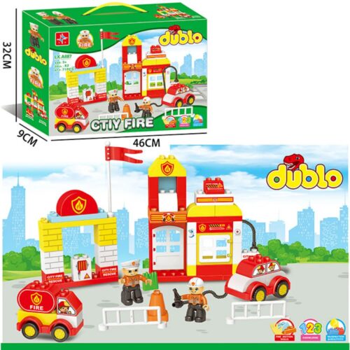 Children's Fire Station Construction Set, 71 Pieces