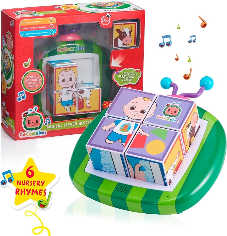 CoComelon Orginal Musical Clever Building Blocks For Both Girls And Boys (Plays 6 Nursery Rhyme Songs)