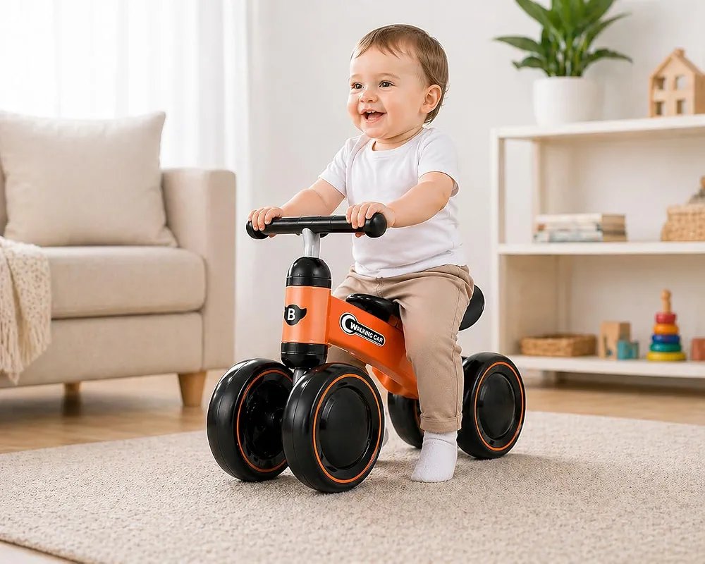 Grow Future brand no-pedal 4-wheel baby walker and balance bike toy