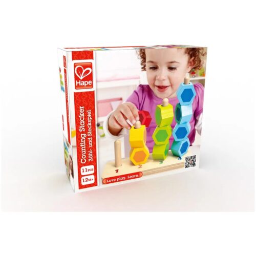 Alternative view of Counting and Stacking Game HAPE WOODEN 
BLOCK GAME