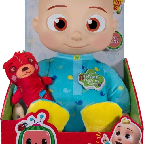 CoComelon Branded Musical JJ Plush Doll - Press Tummy to Sing Bedtime Song Clips - Includes Feature and Small Pillow Plush Teddy Bears