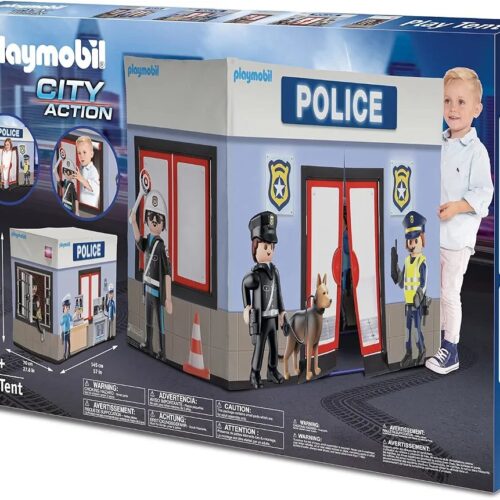 Playmobil play tent for children from 2 years old, with entrance and roll-up window, to assemble police station