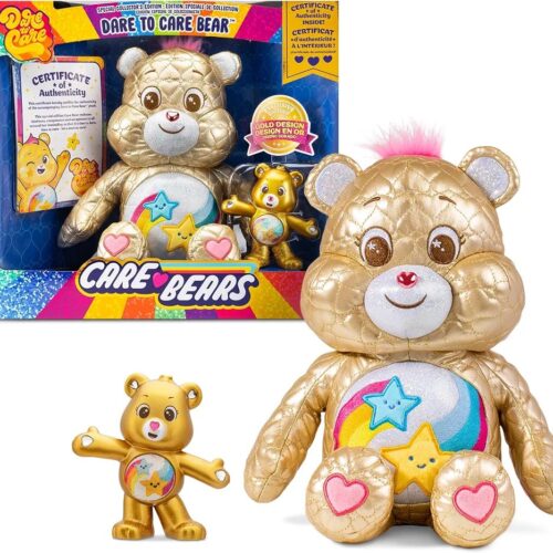 Care Bears Limited Edition Quilted Dare to Care Bear, Cute Plush Toy to Collect, Cuddly Toy for Boys and Girls, Medium Plush Teddy, Plushie for Children