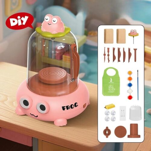 Kids Electric Pottery Wheel Set complete with air-dry clay