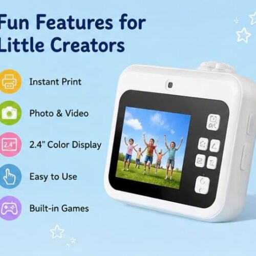Alternative view of Kids Instant Print Camera – Mini Digital HD Photo & Video Camcorder with Games | Fun Learning Toy for Boys & Girls Ages 4-18 | Includes 2 Print Rolls – Ideal Gift for Kids