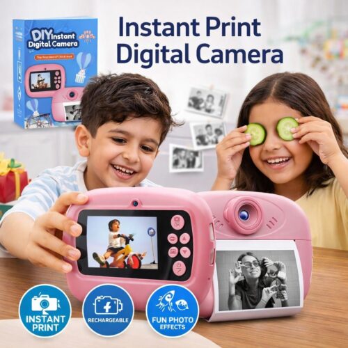 DIY Instant Digital Camera for Kids with Instant Print | Rechargeable Photo & Video Camera with Screen | Educational Toy Gift for Boys & Girls