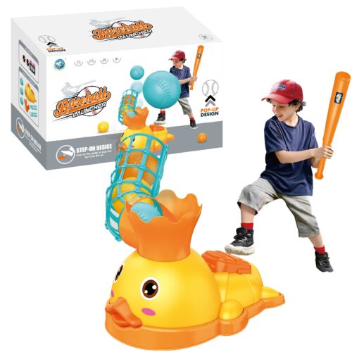Alternative view of Duck-shaped pop-up baseball launcher for children aged 3+ - Pedal design with interactive outdoor training