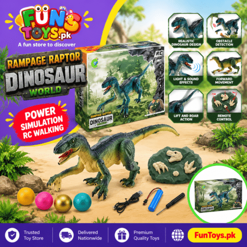 Rampage Raptor Dinosaur World remote-control walking toy lights, sound