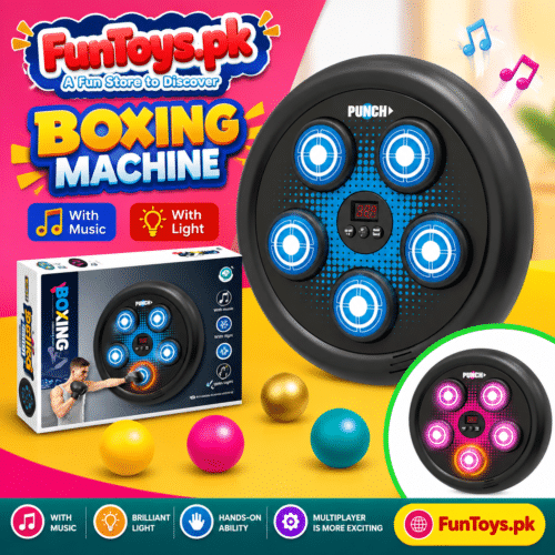 electronic music boxing machine with glowing circular target pads and a central digital display