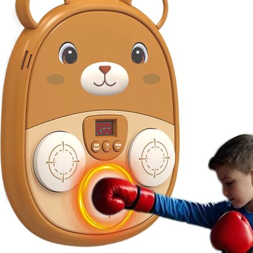 Music Boxing Machine, Musical Boxing Machine With Boxing Gloves Wall Mounted Bear Punching Machine Smart Music Punch Machine For Kids Indoor Outdoor Family