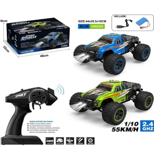 55 Km/H 1:10 Scale All Terrain Remote Control Car 4Wd 2.4 Ghz Off Road High Speed 4Wd High-Speed Climbing Rc Truck with Led Headlight Gifts for Kid & Adults (Big Size)