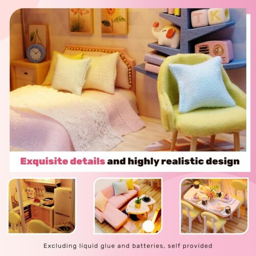 Alternative view of Dollhouse Miniature DIY House Kit, Creative Wood Dollhouse Kit, Decorative Room with Furniture, Handmade Crafts Romantic Artwork for Decoration